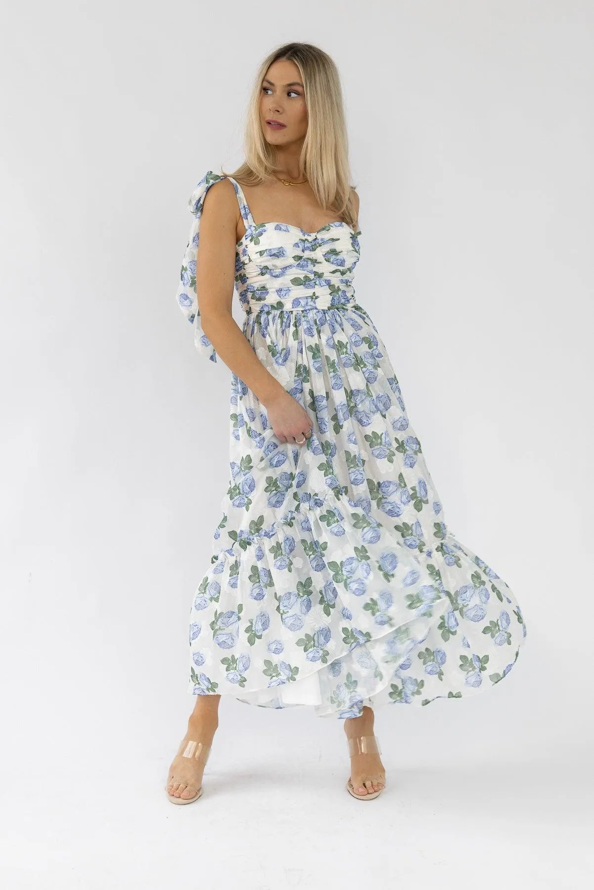 Sweet Serenade Blue Floral Maxi Dress - Final Sale