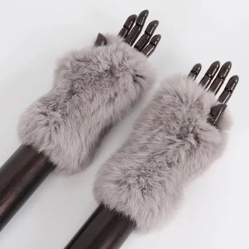 TEEK - Womens Natural Fluff Gloves Fingerless Gloves
