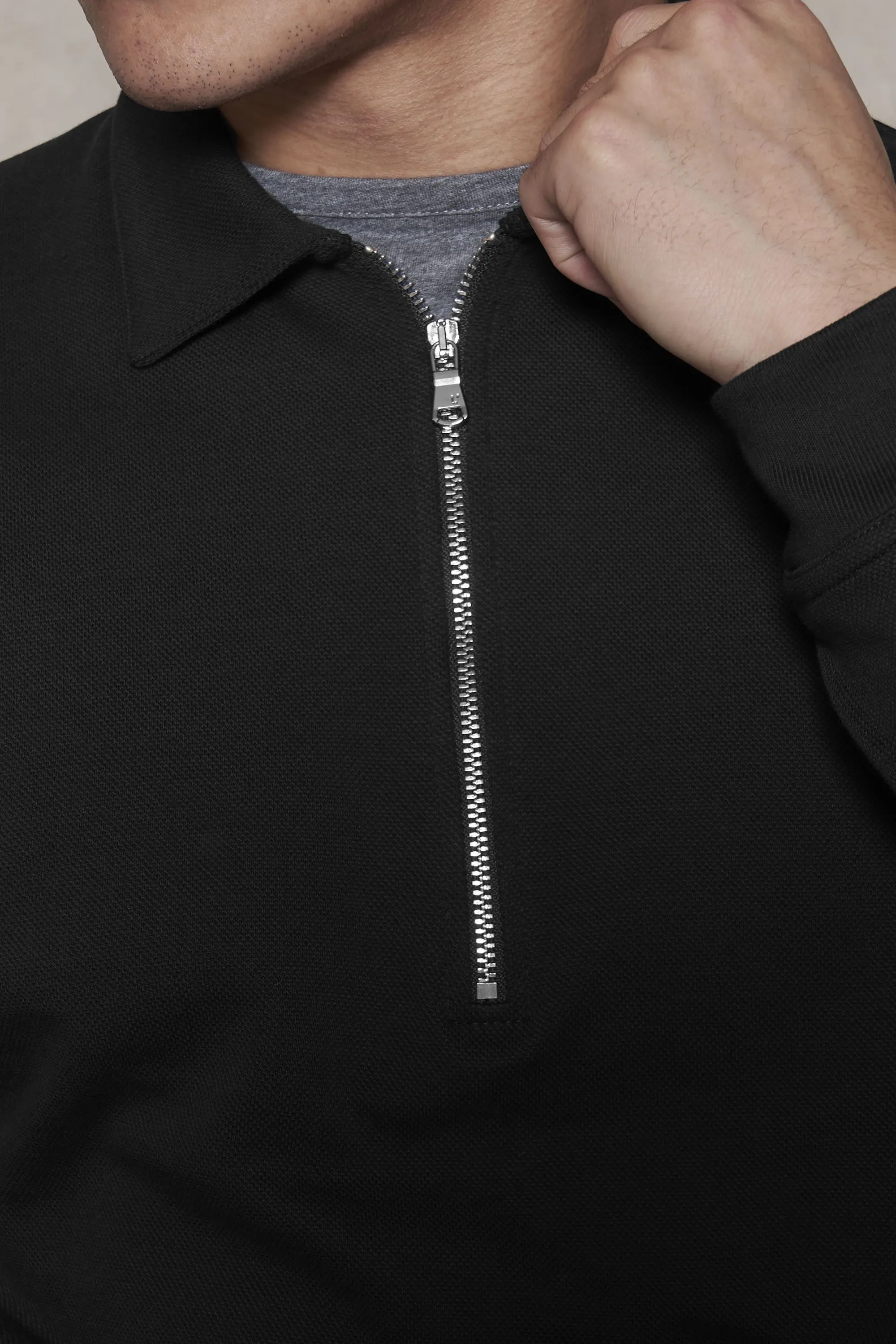 The Easy Zip Sweatshirt || Black | Organic Cotton