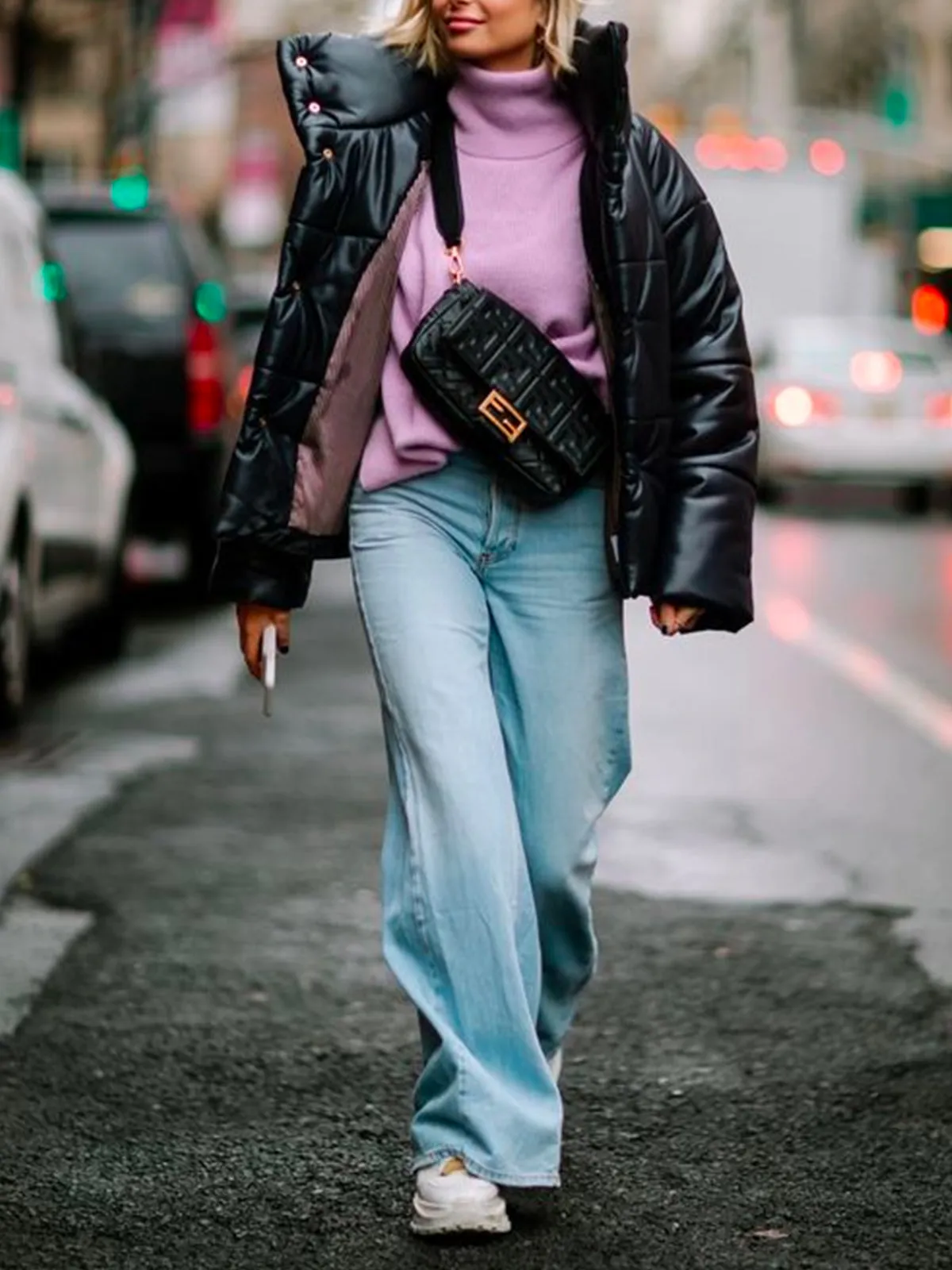 Vegan Leather Down Puffer Jacket