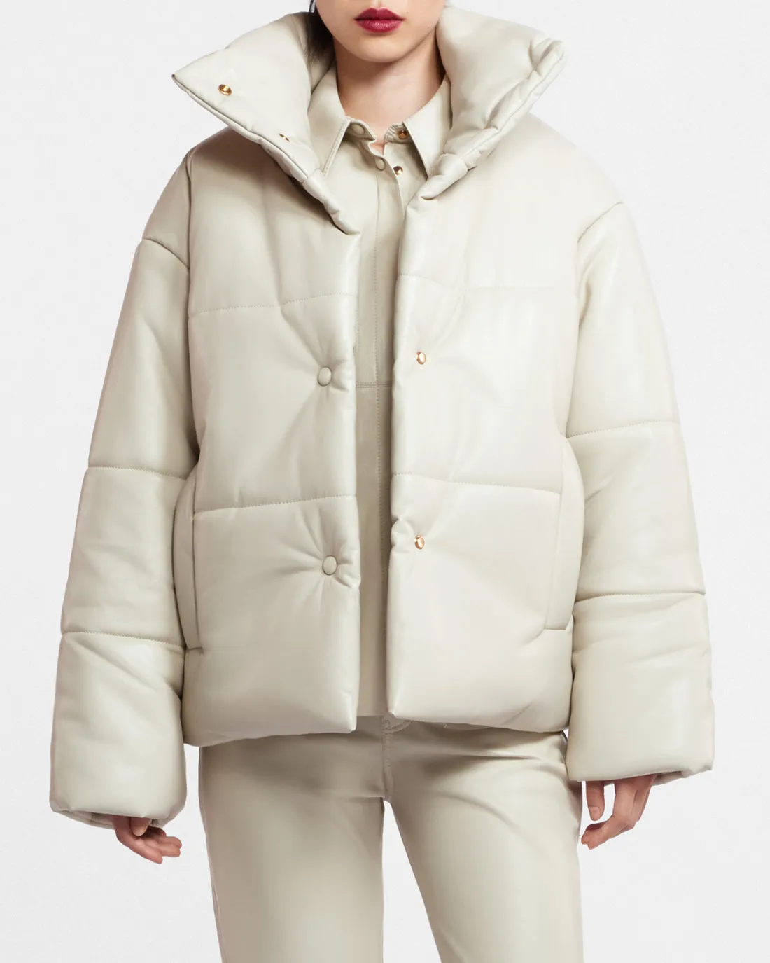Vegan Leather Down Puffer Jacket
