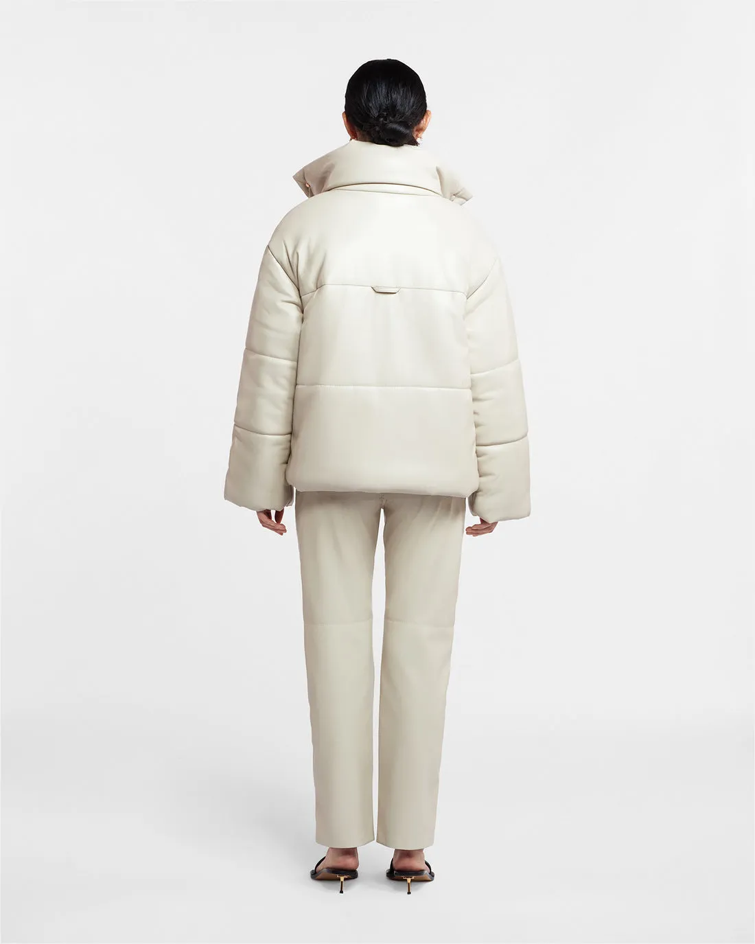 Vegan Leather Down Puffer Jacket