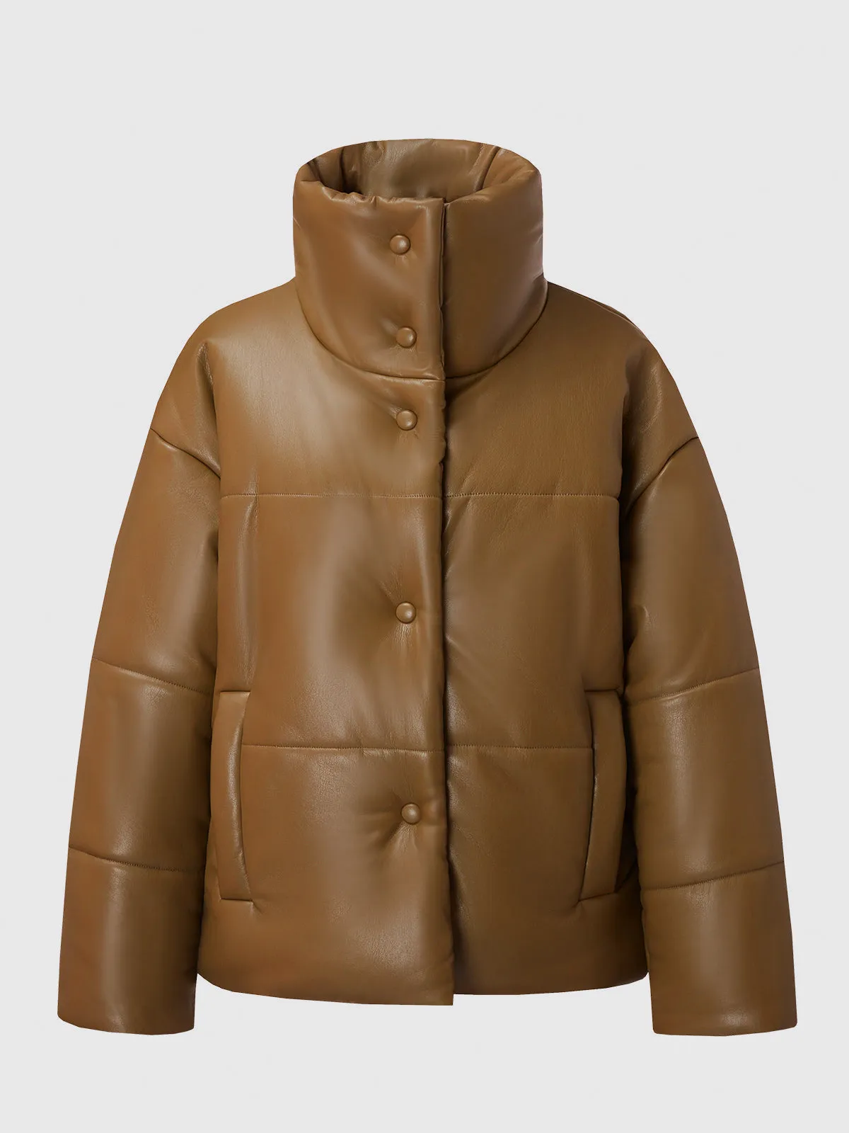 Vegan Leather Down Puffer Jacket