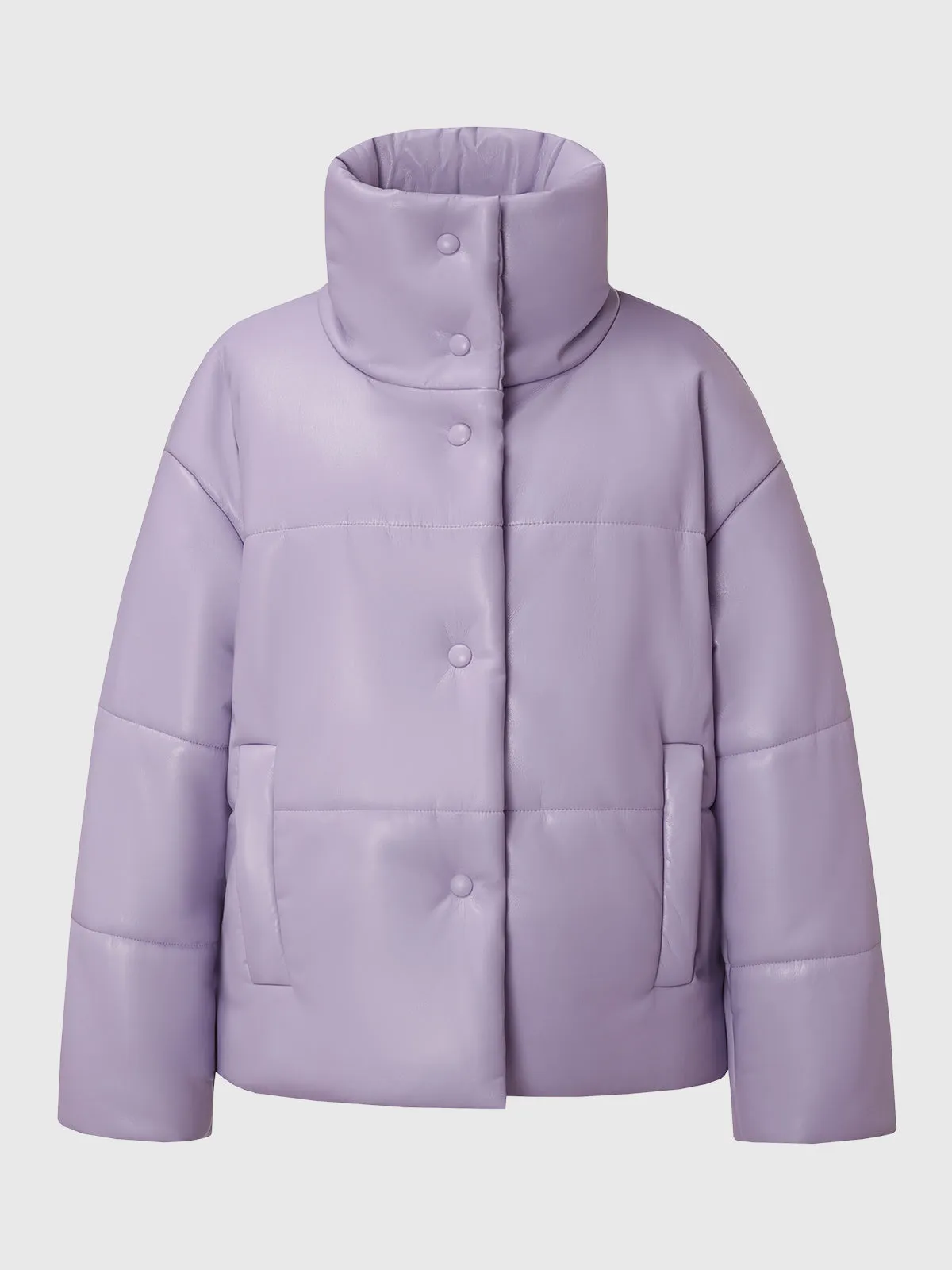 Vegan Leather Down Puffer Jacket