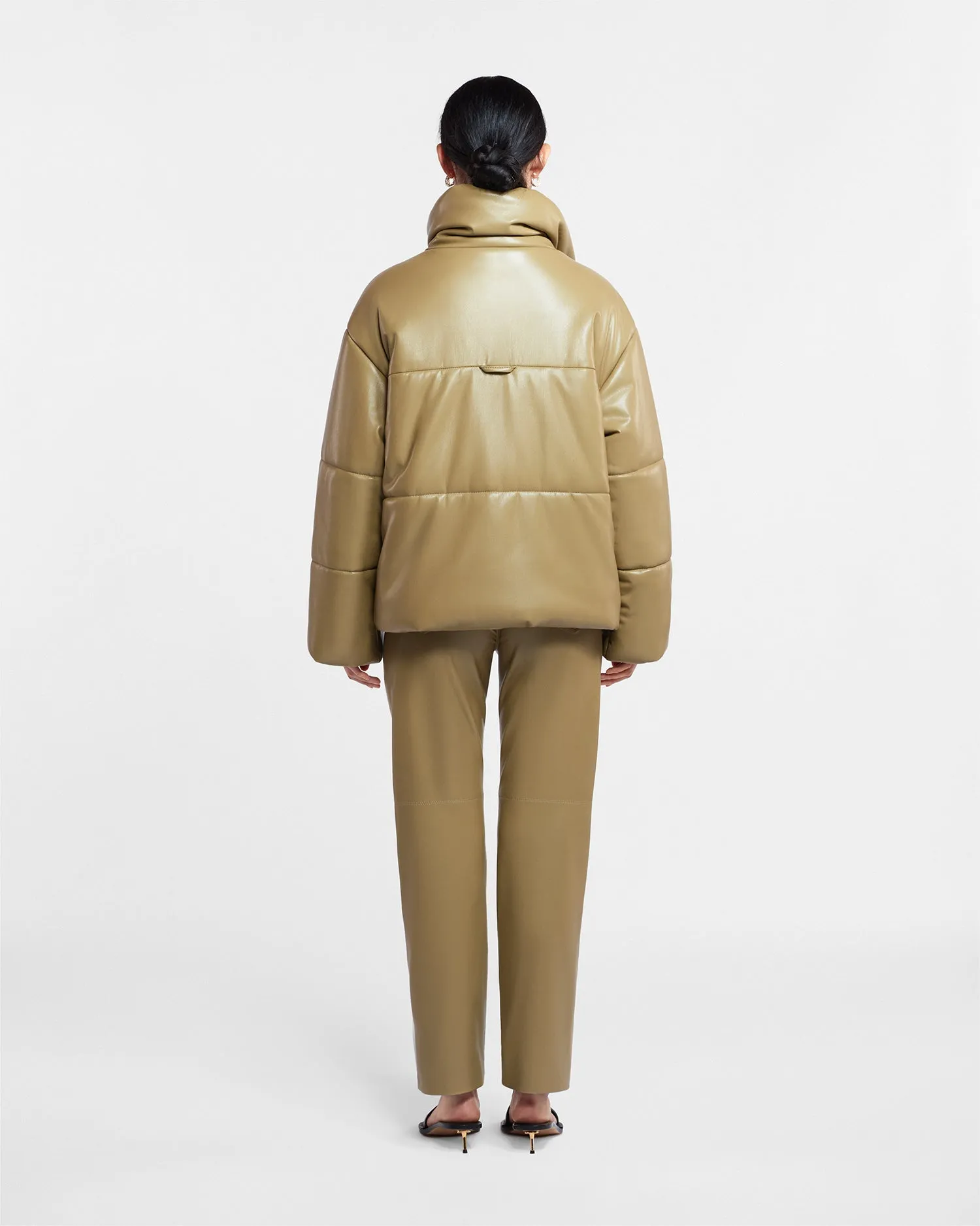 Vegan Leather Down Puffer Jacket