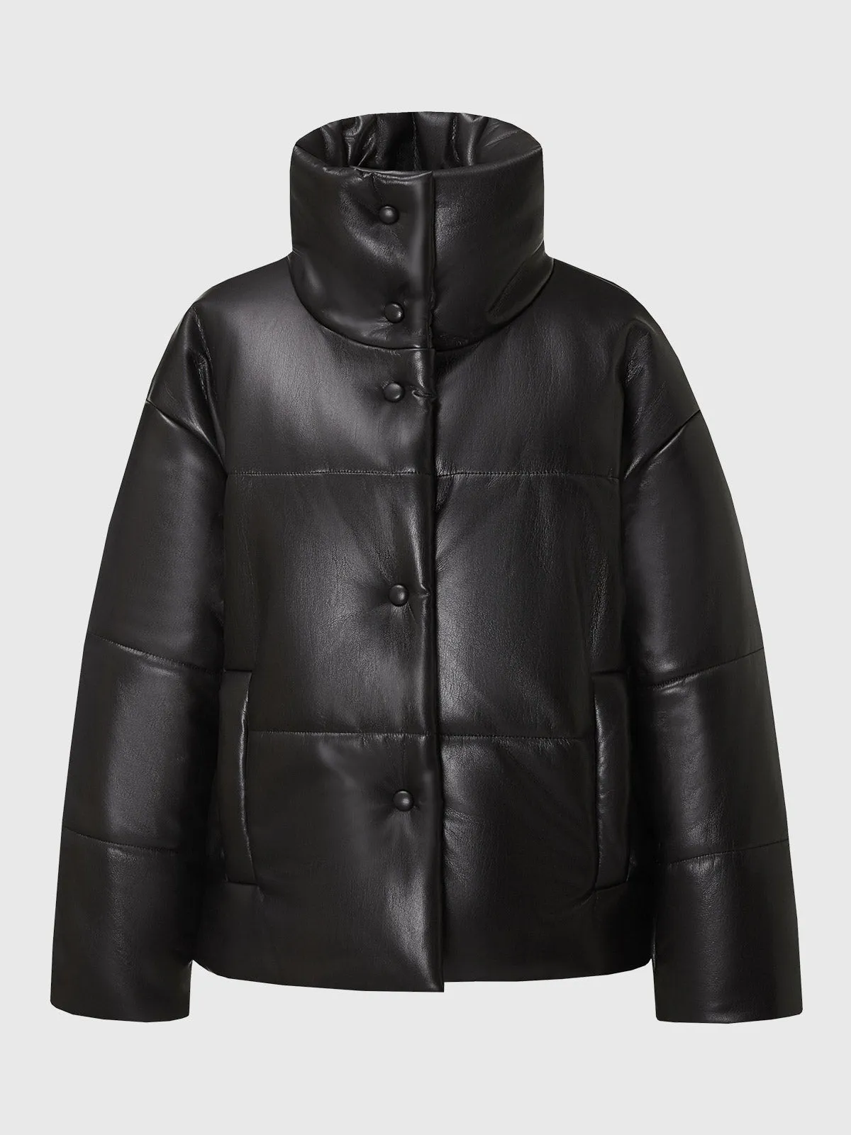 Vegan Leather Down Puffer Jacket
