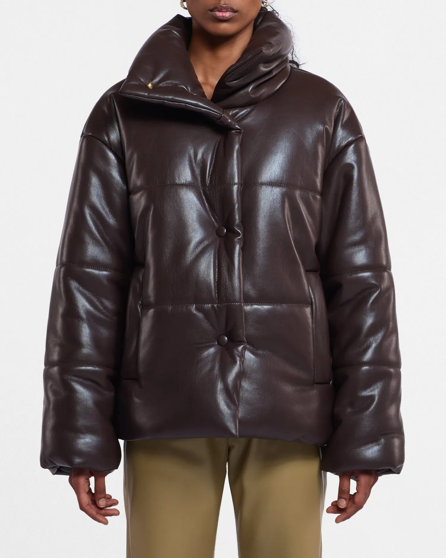 Vegan Leather Down Puffer Jacket