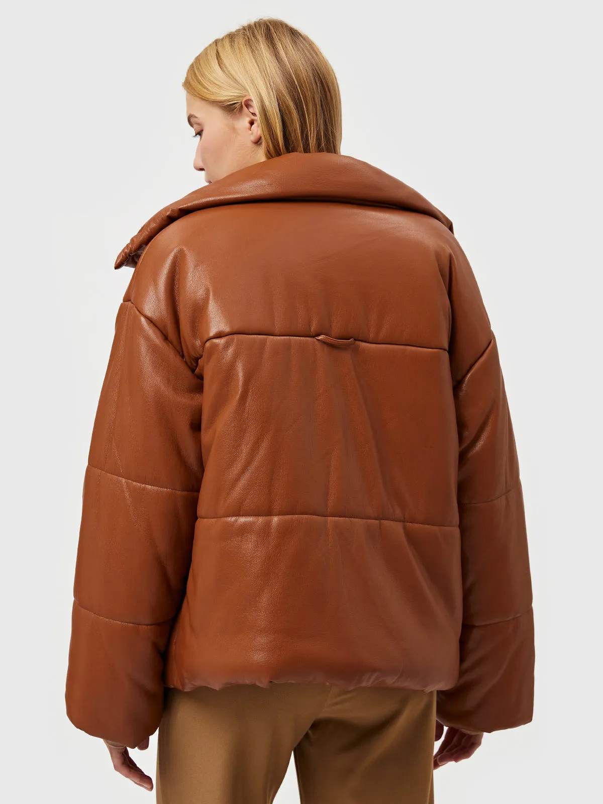 Vegan Leather Down Puffer Jacket