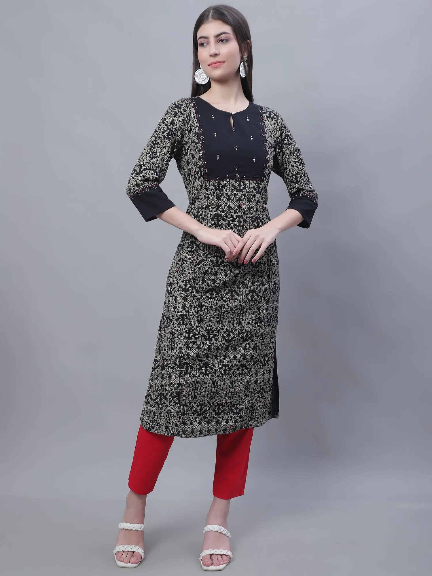 Women's Basic Regular Fit Red Flat Front Mid rise Kurti Pant