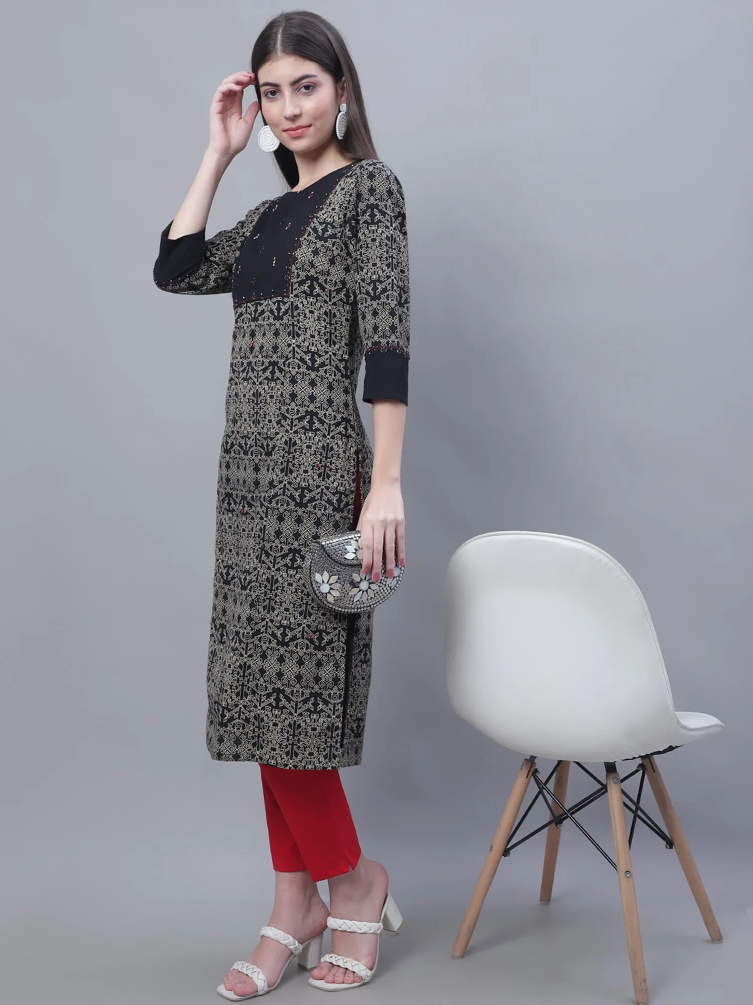 Women's Basic Regular Fit Red Flat Front Mid rise Kurti Pant
