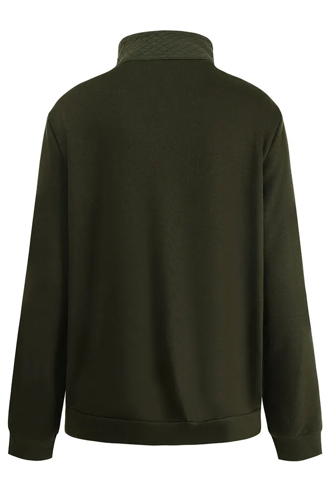 Zipper Turn Down Collar Pockets Long Sleeve Winter Coat Women